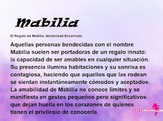 ▷ Significado del nombre Mabilia