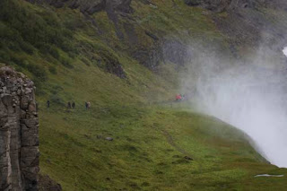 Tourists Head Into The Mist of Gullfoss.