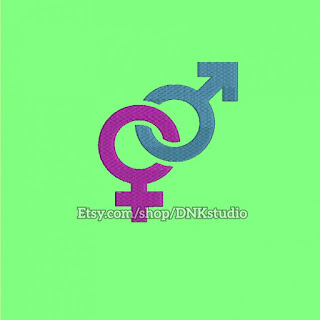 Male Female Gender Symbol Embroidery Design