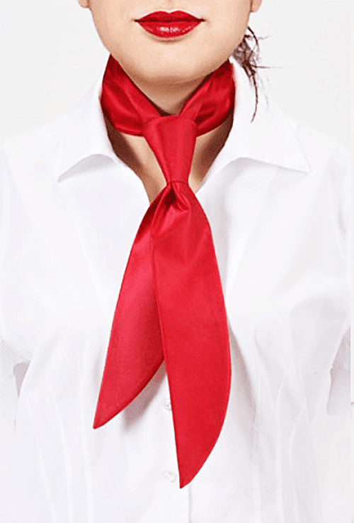 image of woman wearing tie like a scarf around her neck