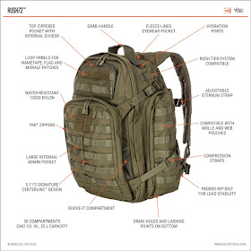 5.11 tactical RUSH72™ 55L Backpack chart