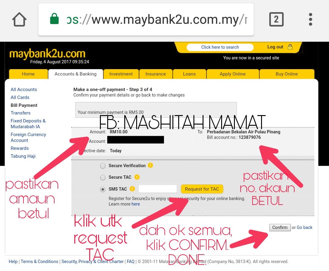 cara bayar bil guna maybank2u