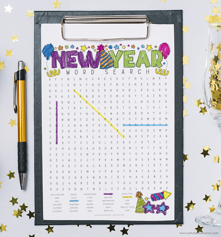 Free Printable New Years Word Search