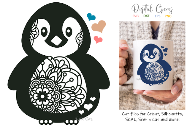Download Chaos And Crafts Design Freebie Friday Mandala Penguin Svg And Bumble Bee Mixed Case Font