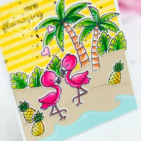Sunny Studio Stamps: Fabulous Flamingos Seasonal Trees Sending Sunshine Catch A Wave Summer Themed Flamingo Cards by Franci Vignoli and Mona Toth