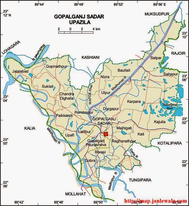 gopalganj sadar upazila map of bangladesh