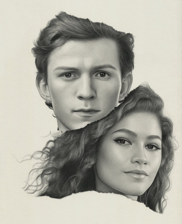 05-Tom-Holland-and-Zendaya-Realistic-Drawings-Seo-Il-hwan-www-designstack-co