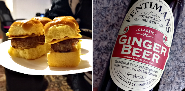 Mini burgers and ginger beer