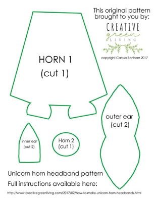 free printable unicorn horn headband pattern - use to make a DIY unicorn headband