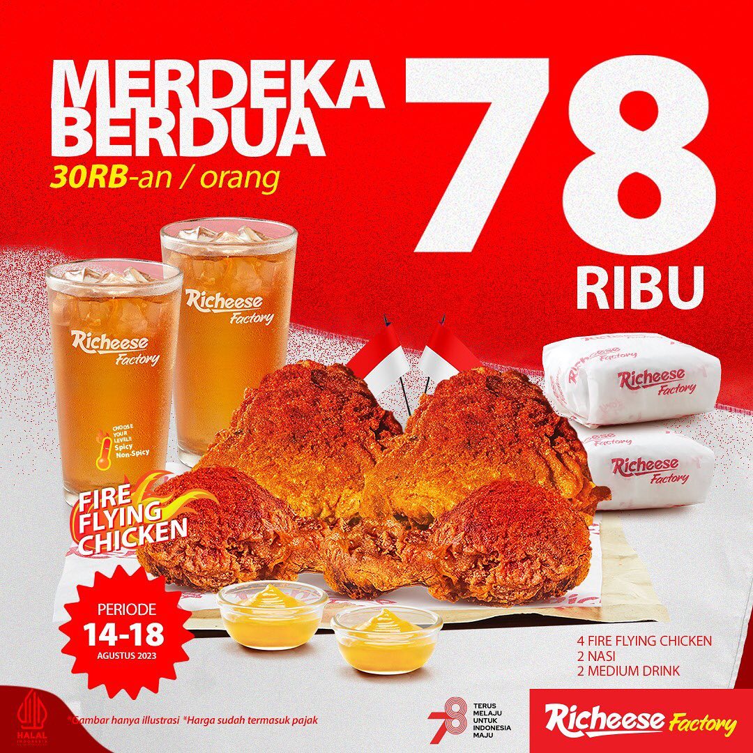 Promo RICHEESE FACTORY Paket MERDEKA BERDUA CUMA RP 78RIBU