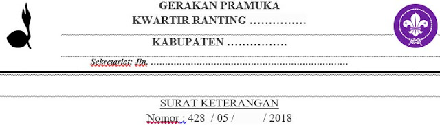 Surat Keterangan Aktif Sebagai Anggota Pramuka Gugus Depan Persyaratan Usul DUPAK Format Word