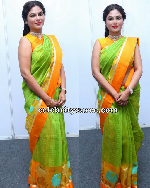 Sailaja Reddy in Light Green Tissue Saree