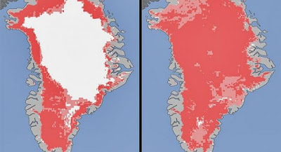 Deshielo record de Greonlandia segun datos proporcionados por la Nasa