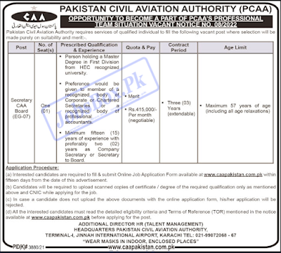 Civil Aviation Authority CAA Pakistan Jobs 2022