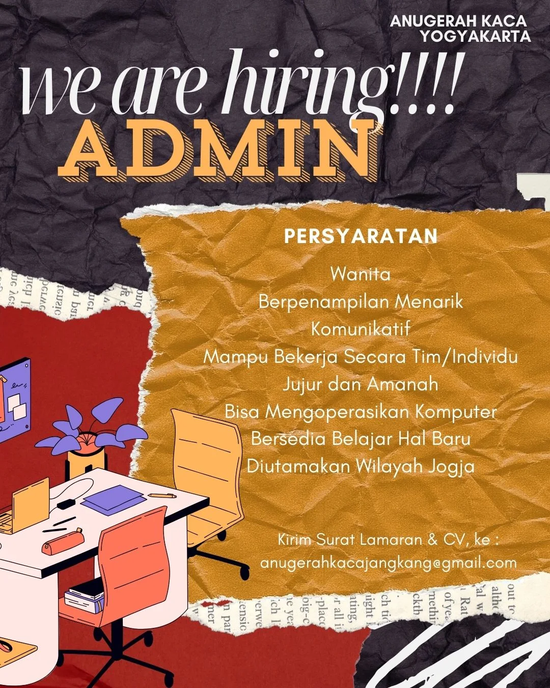 Lowongan Admin Anugerah Kaca
