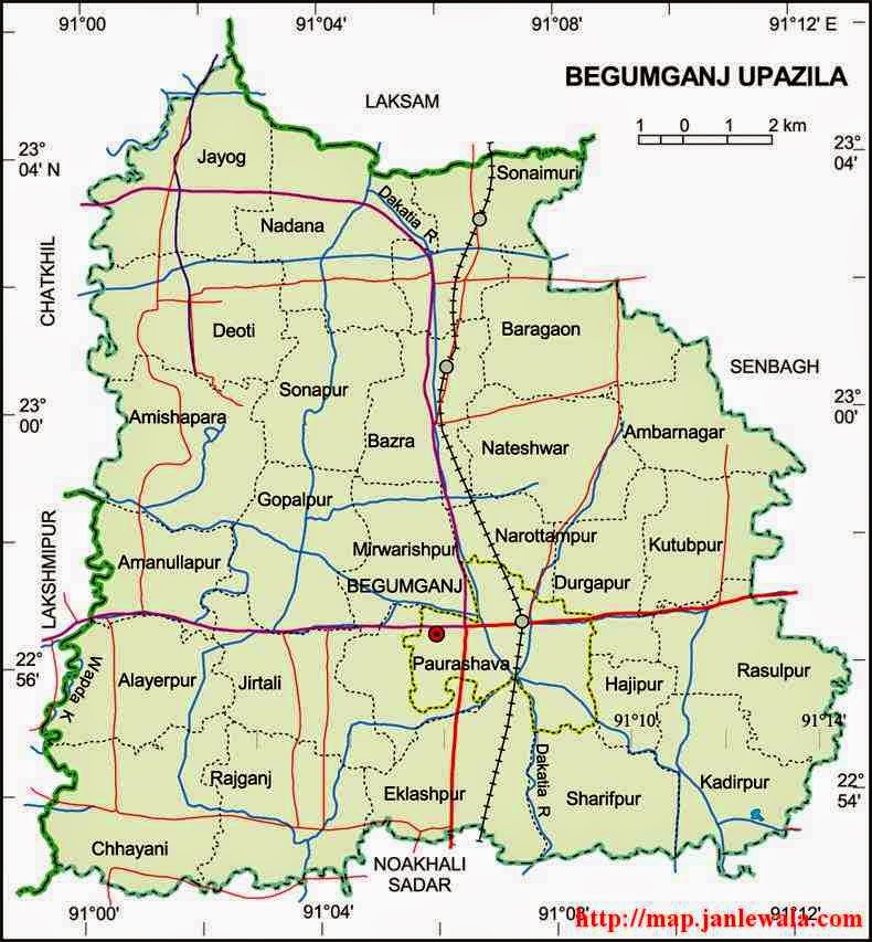 begumganj upazila map of bangladesh