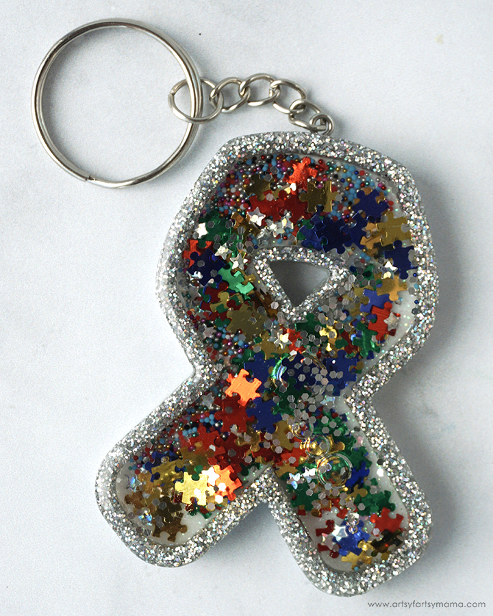 Awareness Ribbon Resin Shaker Keychains