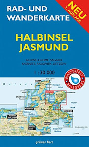 Rad- und Wanderkarte Halbinsel Jasmund: Mit Glowe, Lohme, Sagard, Sassnitz, Ralswiek, Lietzow. Maßstab 1:30.000. Wasser- und reißfest.