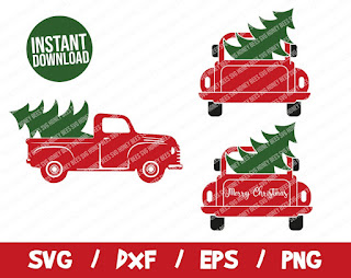 Christmas Truck SVG Bundle, Christmas SVG, Merry Christmas SVG, Truck with Christmas Tree, Cut File, Cricut, Vector, Dxf, Layered,