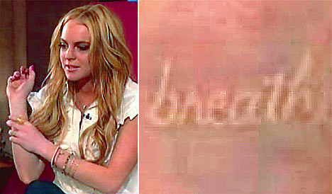 White Tattoos on Lindsay Lohan Had Time To Get A New White Tattoo Done Before She