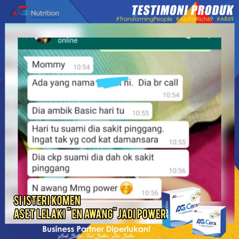 AG CERA  AG NUTRITION: AG Cera atasi masalah tenaga batin