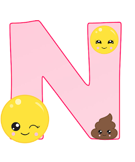 Abecedario Rosa con Emojis, con Números. Pink Alphabet with Emojis, with Numbers.