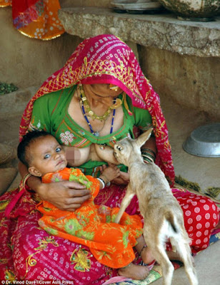 Meet The Indian Tribeswomen Who Breastfeed Deer Alongside Their Children. [SHOCKING PHOTOS] The Bishnoi mothers 2