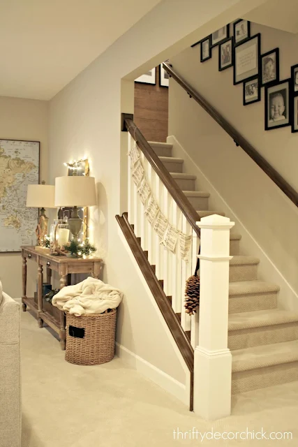 Wood railings and handrail basement steps