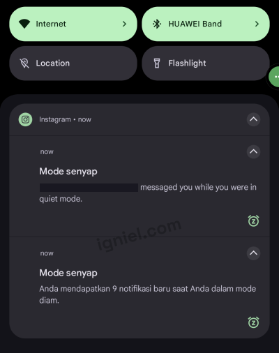 Mode diam senyap quiet Instagram