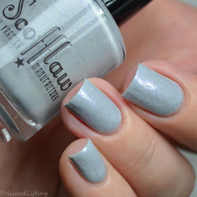 gray polish with color shifting shimmer