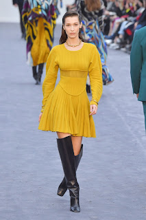 Bella Hadid In Yellow Dress At Roberto Cavalli Runway, Milan Fashion Week