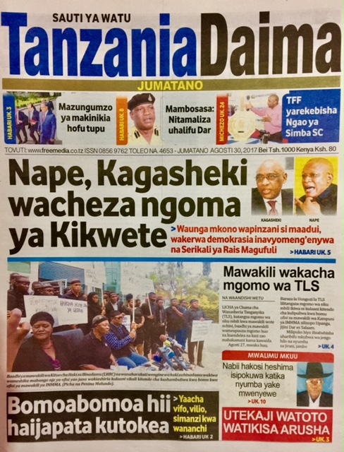 MAGAZETI YA LEO TAREHE 30 AUGUST 2017