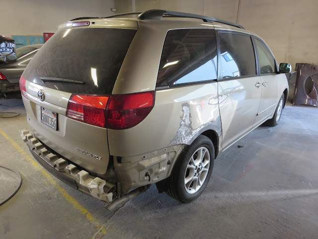 Dented & scraped Toyota Sienna during collision repair.