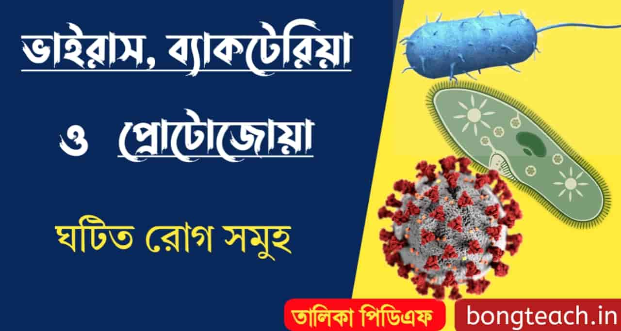 ভাইরাস, ব্যাকটেরিয়া ও প্রোটোজোয়া জনিত রোগ