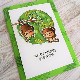 Shaker card with Cheeky Monkey stamp set from Clearly Besotted