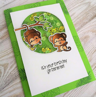 Shaker card with Cheeky Monkey stamp set from Clearly Besotted