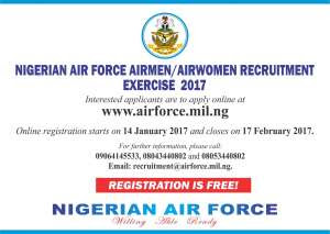 How to Apply for Nigerian Airforce Recruitment Form – 2017 [It’s FREE]