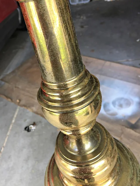 Spray painting brass lamps 