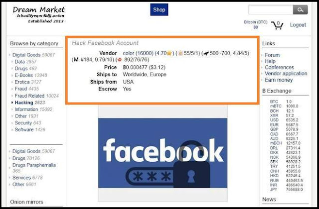 Hacked facebook account being sold on dark web for cryptocurrency - TECHOSlovia