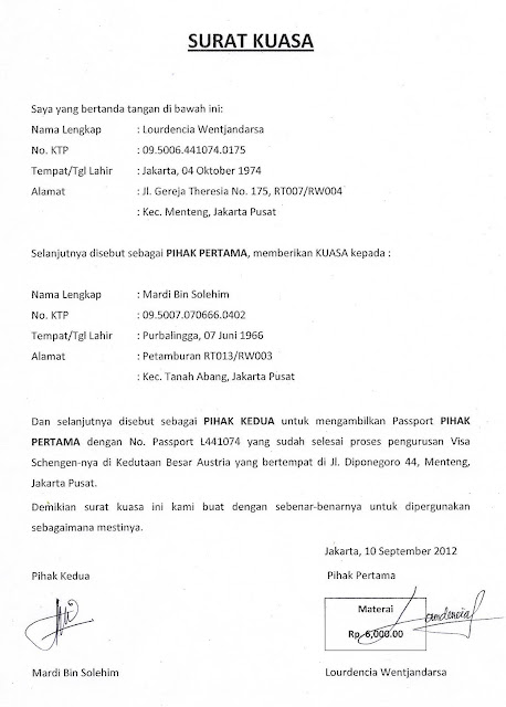 Contoh Surat Kuasa Penggunaan Mobil Contoh Surat