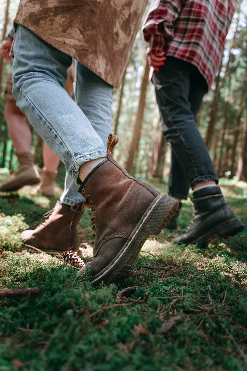 people hiking in the woods