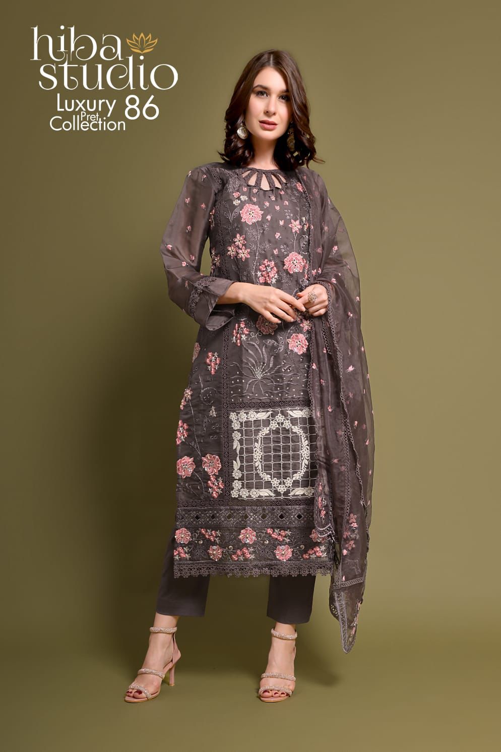 86 Hiba Studio Organza Silk Handwork Pakistani Readymade Suits