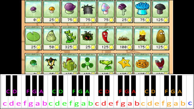 Choose Your Seeds (Plants Vs. Zombies) Piano / Keyboard Easy Letter Notes for Beginners