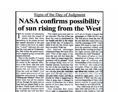 NASA Membenarkan Bahwa Matahari Akan Terbit Dari Barat