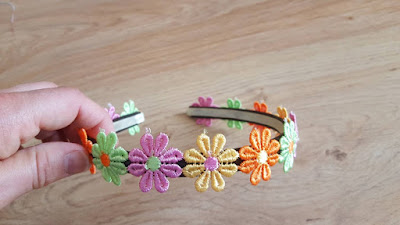 Upcycled spring flowers headband