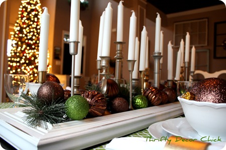 brass candlestick centerpiece