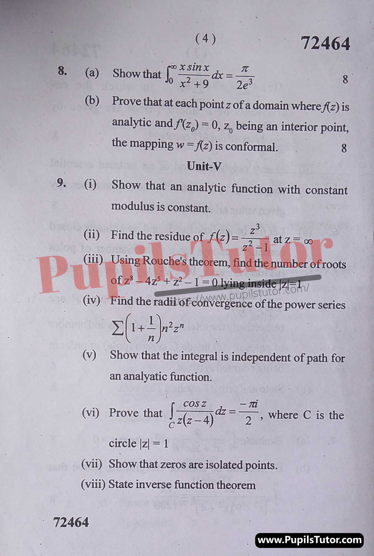 MDU (Maharshi Dayanand University, Rohtak Haryana) CBCS Scheme (M.Sc. [Mathematics] – Master of Science) Complex Analysis Important Questions Of March, 2022 Exam PDF Download Free (Page 4)