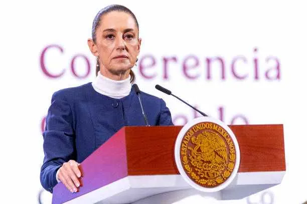 President of Mexico Claudia Sheinbaum Pardo speaks during the daily morning briefing at the National Palace on February 3, 2025, in Mexico City, Mexico. Photo by Aurora Martinez Corona/Getty Images