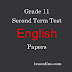 Grade-11-Second term test-English Question Papers and Answer Sheets