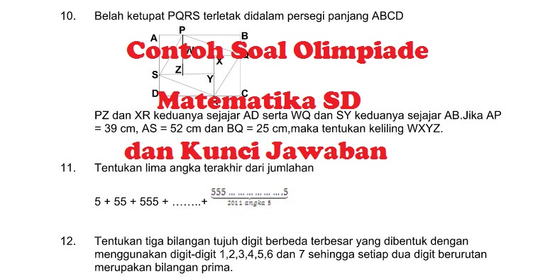  Contoh Soal Olimpiade Matematika SD Lengkap Model Pilihan 